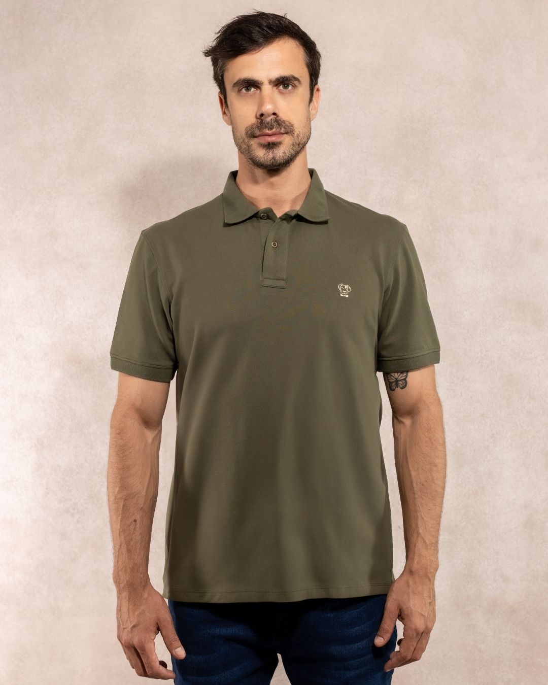 Polo Antimanchas Verde Militar - Talla Regular