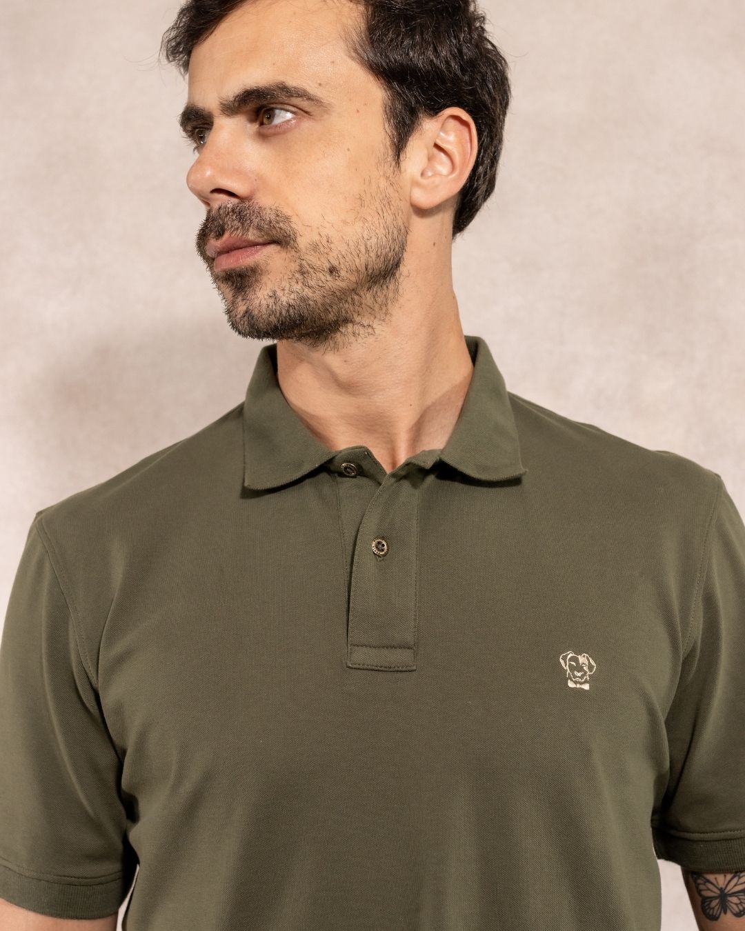 Polo Antimanchas Verde Militar - Talla Regular
