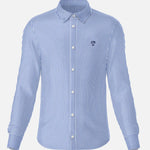 Camisa Performance rayas azul Oscuro antiarrugas para hombre marca DANTE tallaje regular fit foto mockup