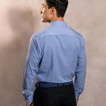 Camisa Performance rayas azul oscuro antiarrugas para hombre marca DANTE tallaje regular fit foto espaldas