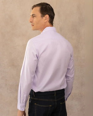 Camisa antimanchas Oxford lila marca DANTE para hombre regular fit foto espalda