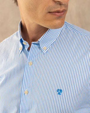 Camisa antimanchas Popelina Rayas yale marca DANTE de hombre tallaje regular fit foto logo