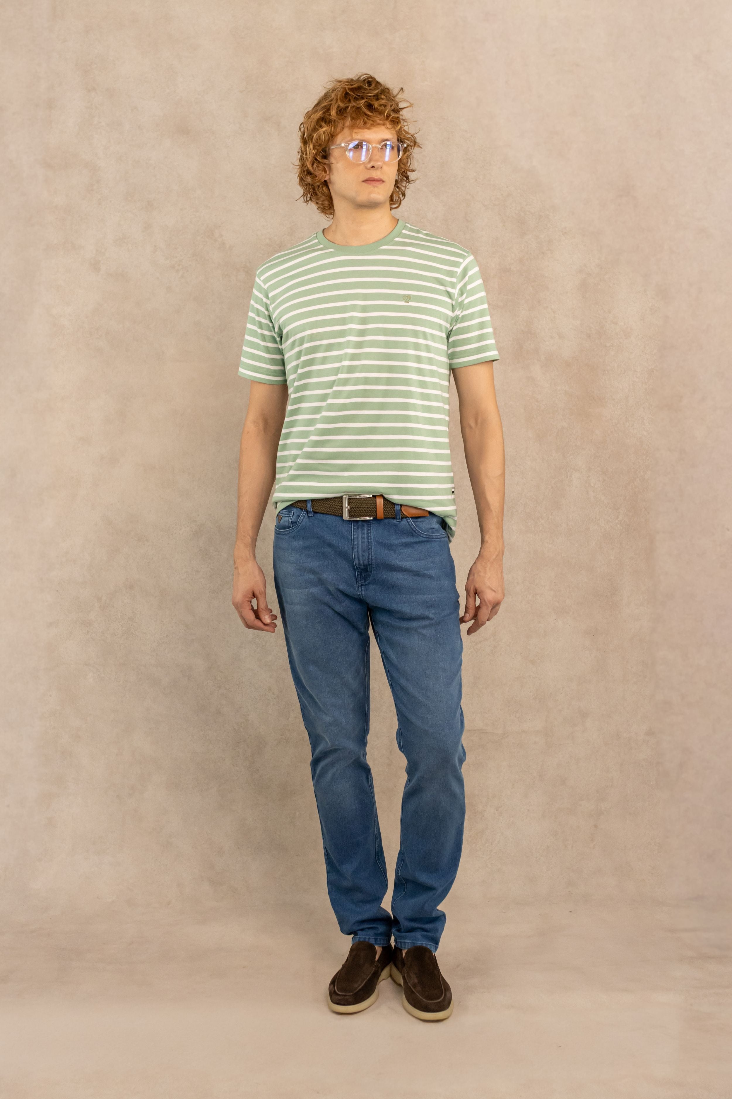 Camiseta Antimanchas Rayas Verde Sage