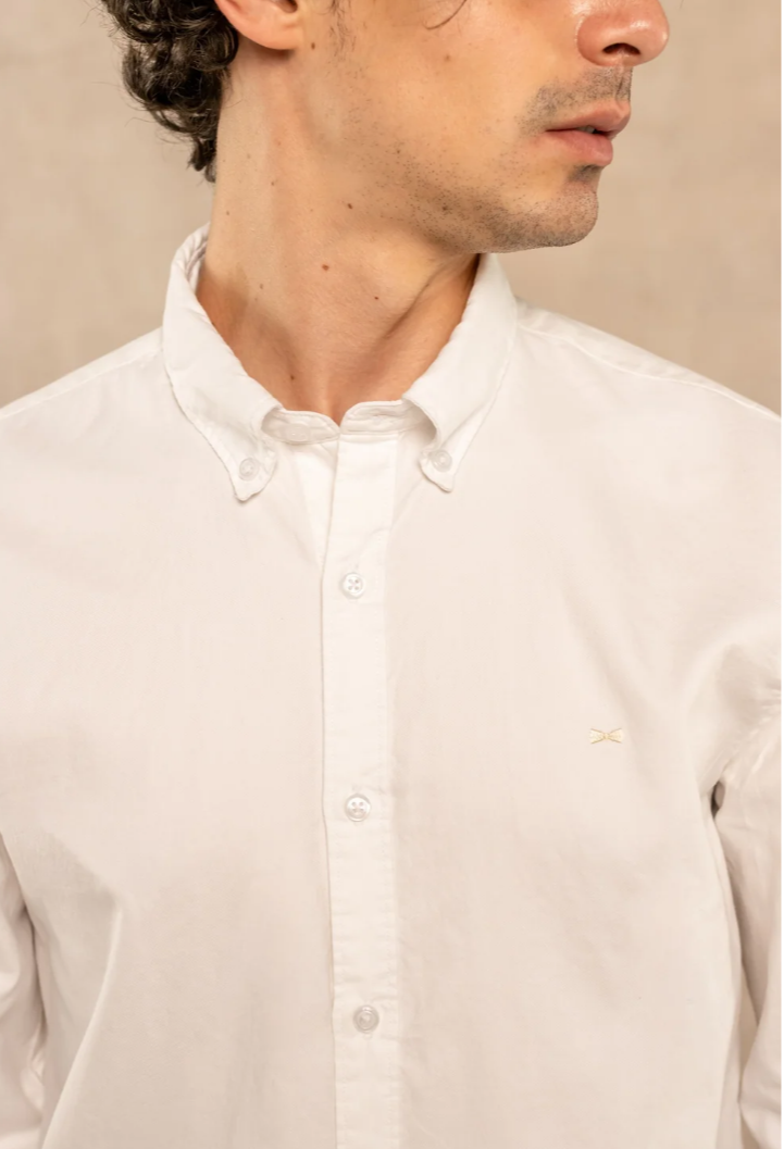 Camisa Antimanchas Oxford Blanca Logo gris claro - Talla Regular