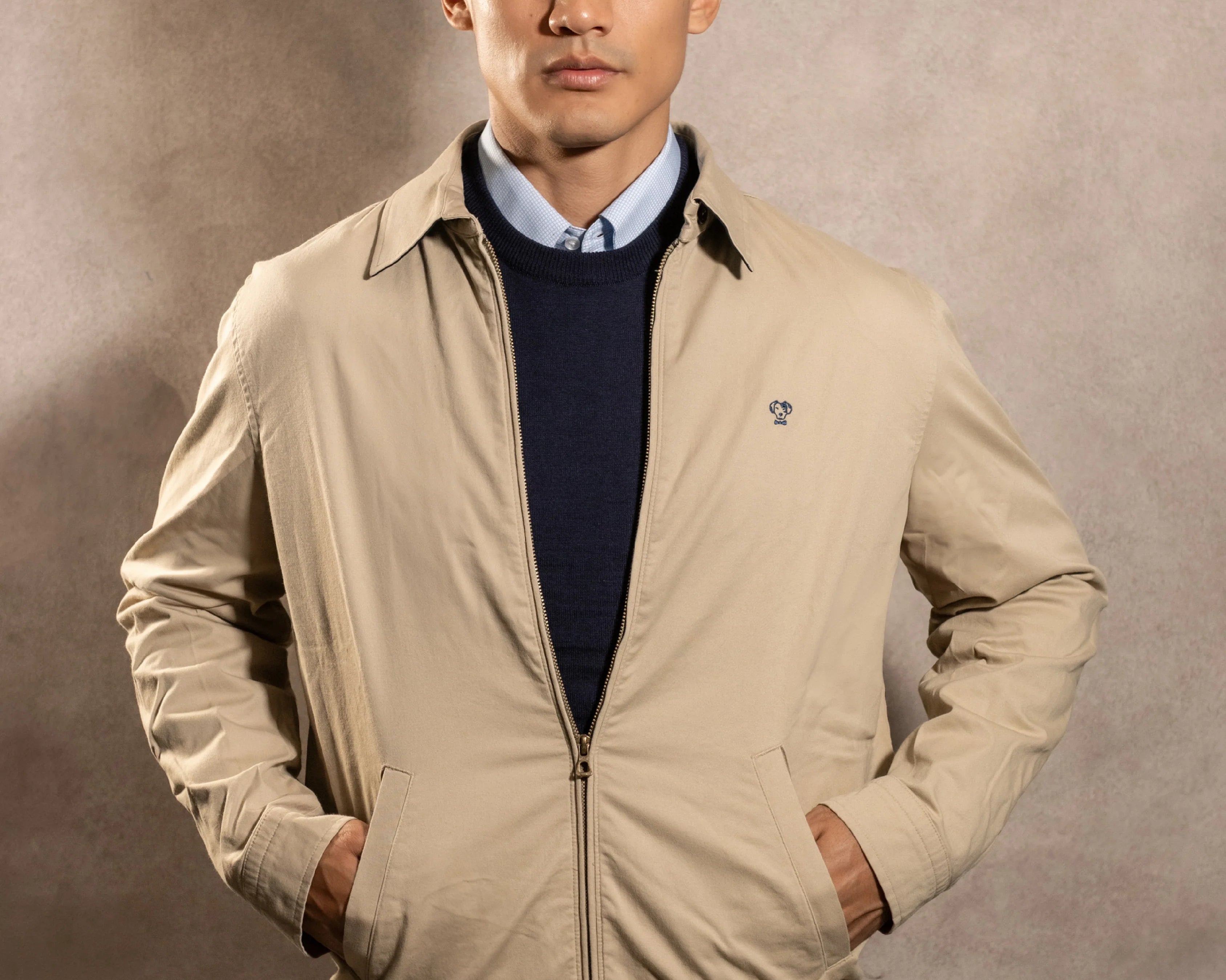 Chaqueta Antimanchas Kyoto Beige para hombre marca DANTE foto modelo 2