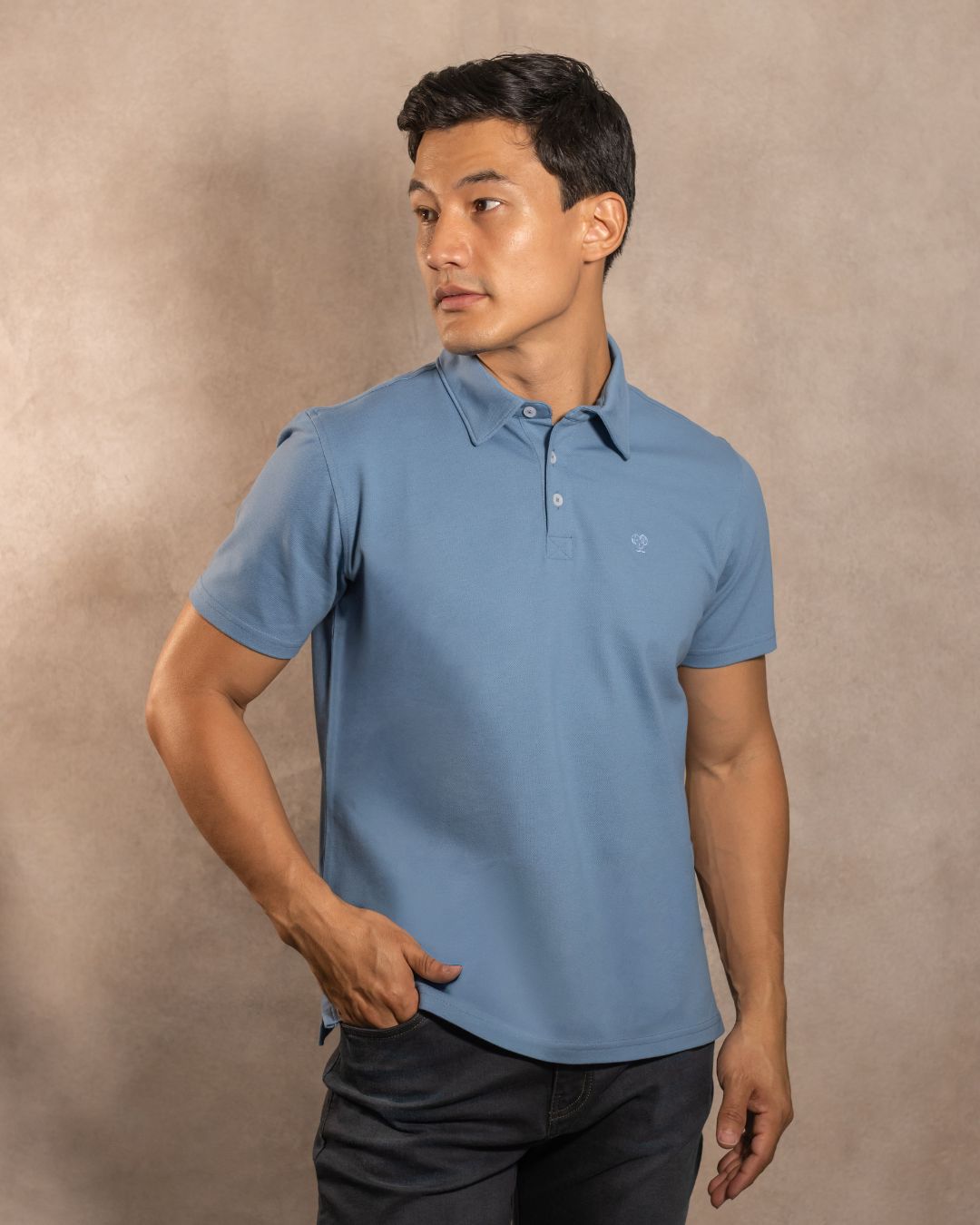 Polo Antimanchas Azul Chino