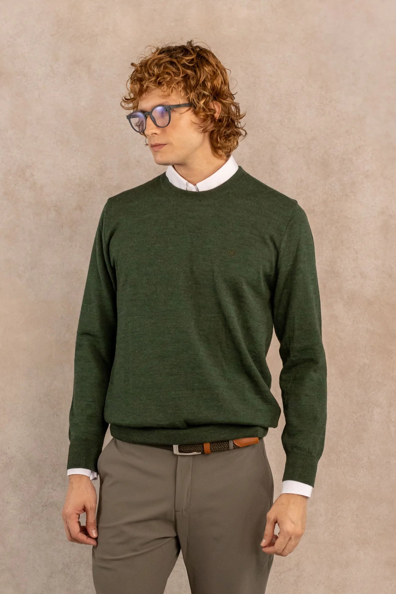 Sueter Merino Antiarrugas Verde Militar