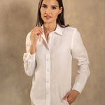 Camisa Lino blanco marca DANTE para hombre regular fit foto modelo