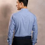 Camisa Performance cuadros azul oscuro antiarrugas para hombre marca DANTE tallaje regular fit foto espalda