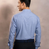 Camisa Performance cuadros azul oscuro antiarrugas para hombre marca DANTE tallaje regular fit foto espalda