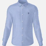 Camisa Performance rayas azul Oscuro antiarrugas para hombre marca DANTE tallaje regular fit foto mockup