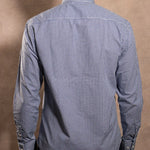 Camisa antimanchas Popelina Cuadros Azul Oscuro Berna para hombre marca DANTE tallaje regular fit foto espalda