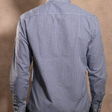 Camisa antimanchas Popelina Cuadros Azul Oscuro Berna para hombre marca DANTE tallaje regular fit foto espalda