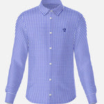 Camisa antimanchas Popelina Cuadros Azul Oscuro Berna para hombre marca DANTE tallaje regular fit foto mockup