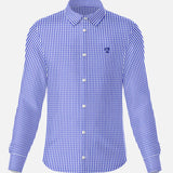 Camisa antimanchas Popelina Cuadros Azul Oscuro Berna para hombre marca DANTE tallaje regular fit foto mockup