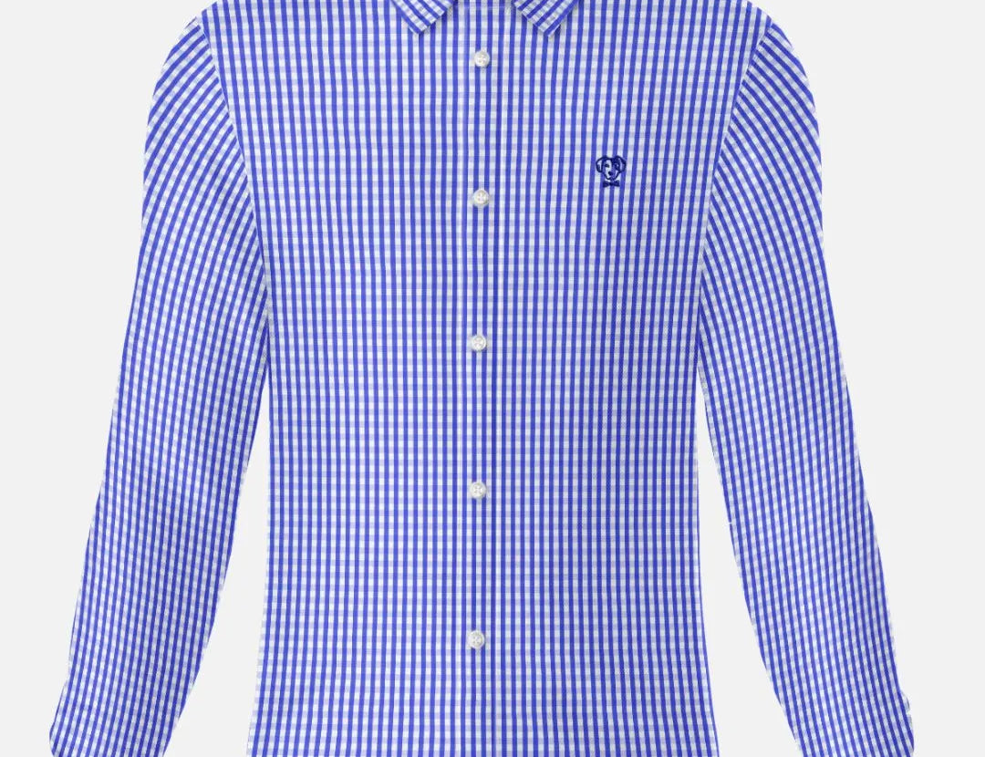 Camisa antimanchas Popelina Cuadros Azul Oscuro Berna para hombre marca DANTE tallaje regular fit foto mockup