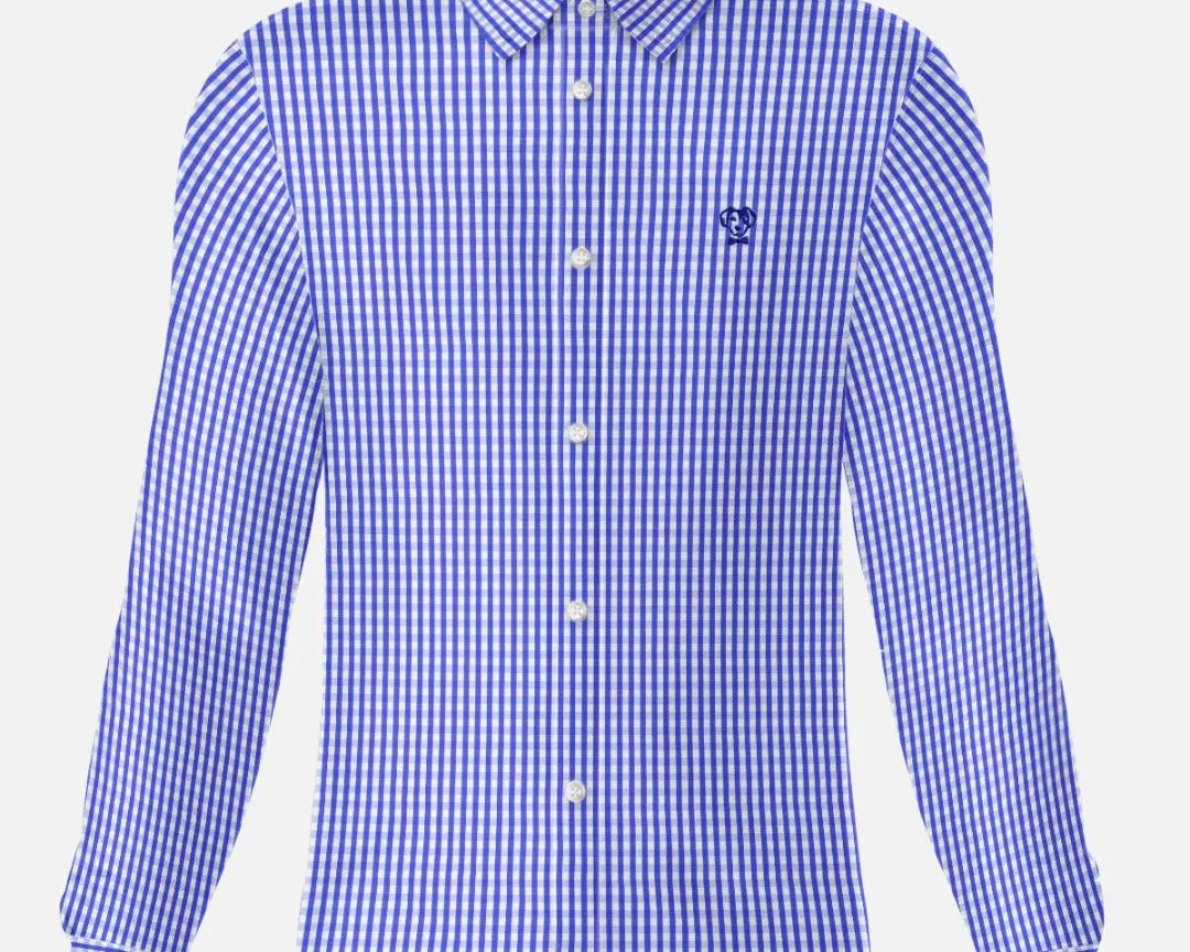 Camisa antimanchas Popelina Cuadros Azul Oscuro Berna para hombre marca DANTE tallaje regular fit foto mockup