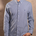 Camisa antimanchas Popelina Cuadros Azul Oscuro Berna para hombre marca DANTE tallaje regular fit foto modelo