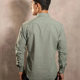 Camisa antimanchas Popelina Cuadros Verde Oscuro Lugano para hombre marca DANTE tallaje regular fit foto espalda