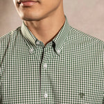 Camisa antimanchas Popelina Cuadros Verde Oscuro Lugano para hombre marca DANTE tallaje regular fit foto logo