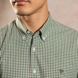 Camisa antimanchas Popelina Cuadros Verde Oscuro Lugano para hombre marca DANTE tallaje regular fit foto logo