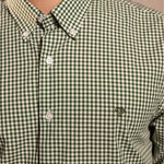 Camisa antimanchas Popelina Cuadros Verde Oscuro Lugano para hombre marca DANTE tallaje regular fit foto logo close