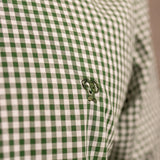 Camisa antimanchas Popelina Cuadros Verde Oscuro Lugano para hombre marca DANTE tallaje regular fit foto tela close