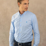 Camisa antimanchas Popelina Rayas yale marca DANTE de hombre tallaje regular fit foto modelo