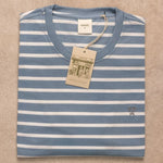 Camiseta antimanchas Rayas Azul Stone mujer marca DANTE tallaje relaxed fit foto prenda