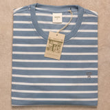 Camiseta antimanchas Rayas Azul Stone mujer marca DANTE tallaje relaxed fit foto prenda