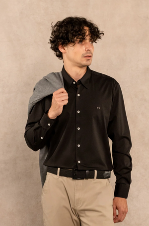 Camisa Antimanchas Popelina Negra - Talla Regular
