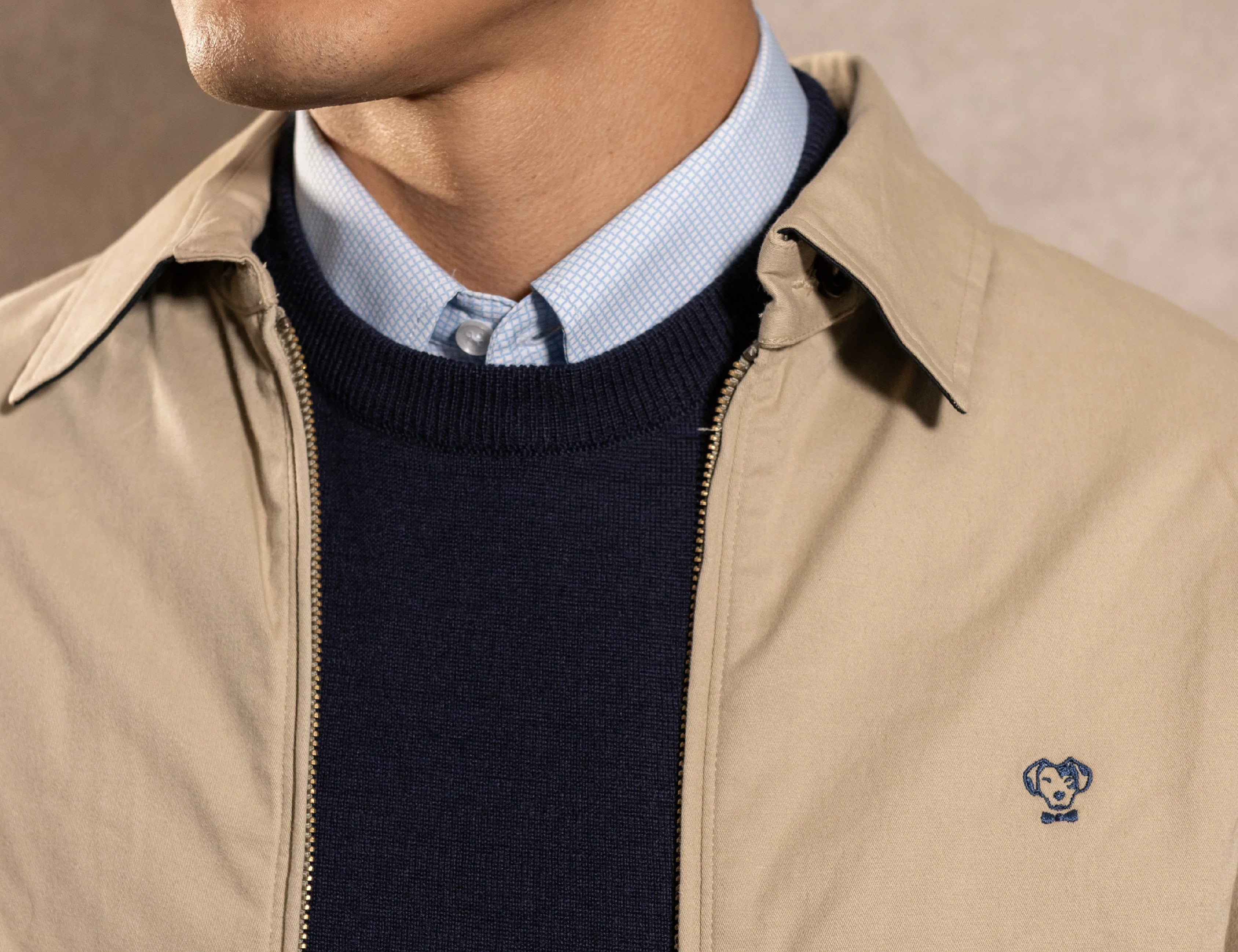 Chaqueta Antimanchas Kyoto Beige para hombre marca DANTE foto logo