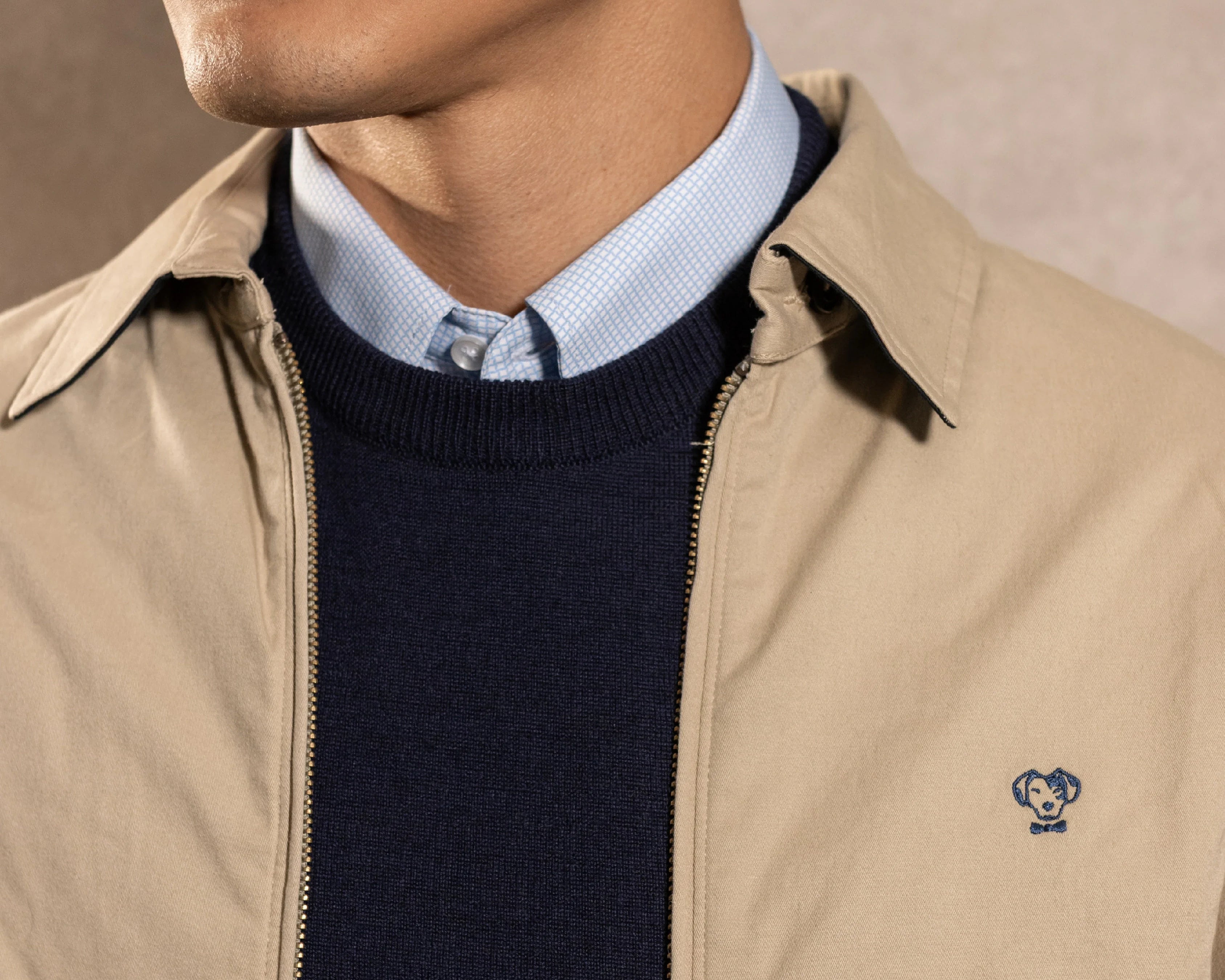 Chaqueta Antimanchas Kyoto Beige para hombre marca DANTE foto logo