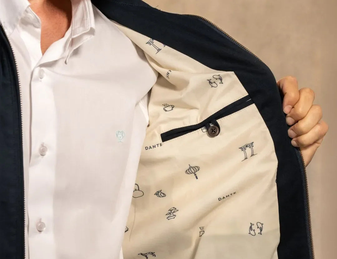 Chaqueta Antimanchas Kyoto Dark Blue para hombre marca DANTE foto estampado 